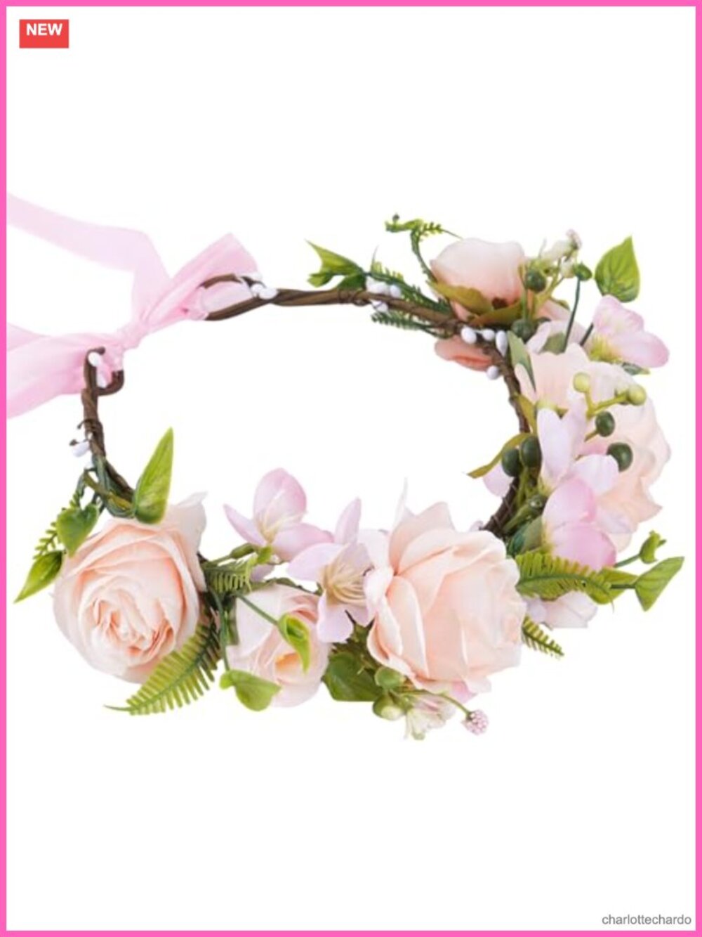 Handmade Fairy Flower Crown Headband Adjustable Ribbon Hair Accessory
